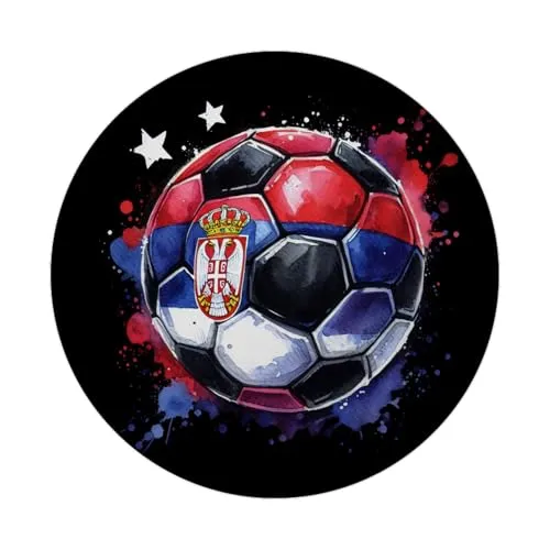 Fußball Serbien Flagge Magnet rund EM 2024 Fanartikel - Serbien Fußball Magnet Nationalflagge Rot-Blau Sport Ball Dekor