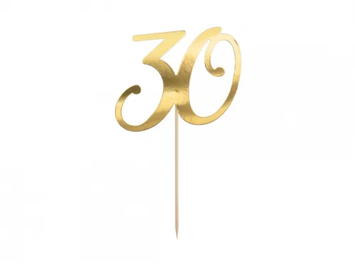 Topper na tort   30  , złoty, 20.5cm PARTYDECO 5900779172616
