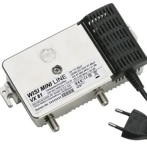 Wisi VX81-0S BK Verstärker, 18-21dB, Rückweg aktiv - Hausanschlussverstärker mit 21 dB Verstärkung, ideal für stabile TV- und Internetverbindungen, ortsgespeist und für Vodafone KDG freigegeben.