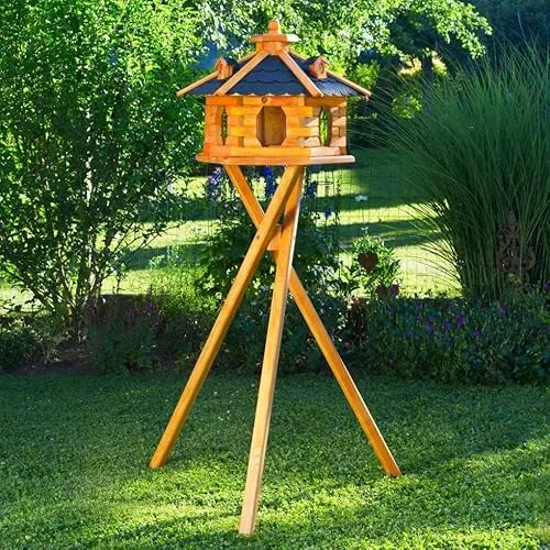 Deko-Shop-Hannusch Vogelhaus XXL mit Ständer und Solarbeleuchtung - Wetterfestes Vogelhaus in Größe XXL mit praktischem Futtersilo. Ideal für die Fütterung von Vögeln, einfach zu befüllen und sofort einsatzbereit. Genießen Sie die Natur direkt vor Ihrer Tür!