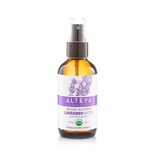 Alteya Bio Lavendelwasser Spray in Glasflasche 120ml - 100% USDA Bio-zertifiziert Authentisch Rein natürlich Blütenwasser, Direktverkauf vom Lavendelanbauer Alteya Organics