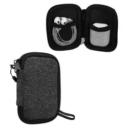kwmobile In-Ear Kopfhörer Tasche kompatibel mit in-ear Headphones - Hülle Neopren Cover Case - 6 x 9 cm Innenmaße - Etui in Weiß Anthrazit - Weiß