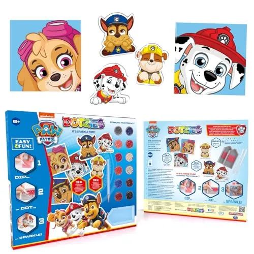 DIAMOND DOTZ DOTZIES 2592777 Original 5D Diamond Painting Set, Paw Patrol, DIY Kreativ-Mal-Kit für Diamant-Sticker und Bilder, Diamanten-Bastelset für Kinder ab 6 Jahren, Beginner
