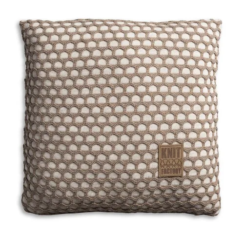Knit Factory Mila Kissen Beige/Marron - 50x50 - Stimmungsvolles Zierkissen Knit Factory Mila in Beige/Marron. Mit verspieltem Honigwabenmuster und hochwertiger Strickarbeit, perfekt für ein gemütliches Wohnzimmer. Herausnehmbare Füllung für einfache Pflege.