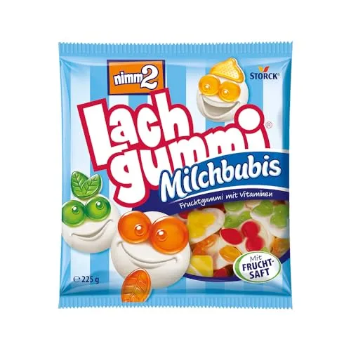 Nimm2 Fruchtgummis Lachgummi Milchbubis 225g - Süßwaren mit fruchtigem Geschmack und wertvollen Vitaminen. Die Milchbubis vereinen weichen Fruchtgummi mit Magermilch und Fruchtsaft für ein einzigartiges Geschmackserlebnis.
