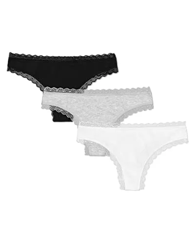 SNOCKS Tanga String Damen Unterhose (3-St) mit Spitze - String Tangas mit unsichtbarem Design und perfekter Passform für unübertroffenen Komfort – ideal für jeden Anlass.