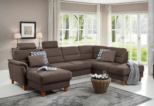 Home affaire Wohnlandschaft Palmera U-Form, B: 308 cm, optional Bettfunktion & Bettkasten, Federkern