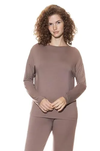 Mey Nachtwäsche Serie Pure Chic Damen Homewear-Oberteile Milk`n Coffee XL - Schlafanzugoberteile für Damen mit legerer Passform für maximalen Komfort und luxuriösem Glanz – ideal für entspannte Tage und elegante Abende.