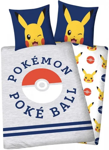 Character World Bettwäsche Pokémon - Pikachu Pokéball 135x200 cm - Offiziell lizenzierte Bettwäsche aus 100% Baumwolle, pflegeleicht und waschbar bei 60°C. Ideal für Pokémon-Fans, inklusive Kopfkissenbezug 80x80 cm.