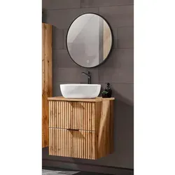 Lomado Badmöbel-Set Wotaneiche, 61x200 cm – Modern und Funktional - Elegantes Badmöbel-Set aus Wotaneiche Nb. mit Softclose-System und LED-Spiegel. Ideal für stilvolle Badezimmergestaltung – Qualität, die begeistert!
