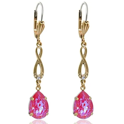 Jugendstil Ohrhänger Gold Kristalle aus Österreich Damen Ohrringe Gold NOBEL SCHMUCK