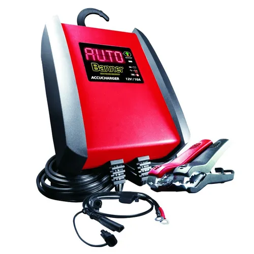 Banner ACCUCHARGER 12V 10A Batterieladegerät - Fahrzeugbatterie-Ladegeräte mit 10A Ladeleistung, ideal für AGM, EFB und GEL Batterien – für eine zuverlässige Autostartleistung.