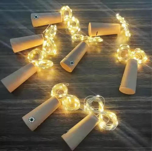 PRECORN Flaschenlicht 6 Stk. – LED Lichterkette mit Korken für stimmungsvolle Dekoration - Lichterketten für Außen & Innen mit 10 warmweißen LEDs und 3 Leuchtmodi – ideal für kreative Deko bei Partys, Hochzeiten und Weihnachten.