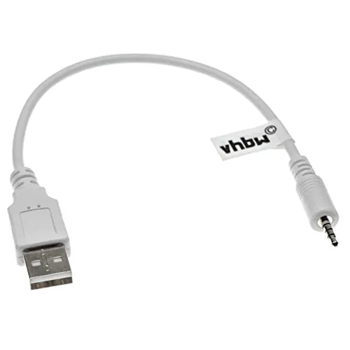 vhbw USB-Ladekabel kompatibel mit JBL Synchros E30, E45BT, E40BT Kopfhörer - Kabel USB 2.0 Typ A auf 2,5 mm Klinkenstecker, 20,5 cm Weiß