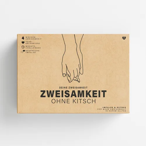 Zweisamkeit-Box ohne Kitsch - Entdecken Sie die Zweisamkeit-Box für inspirierende Momente. Diese Box enthält Meditations- und Inspirationskarten für einen Monat voller wertvoller Erlebnisse. Ideal für Paare, die ihre Verbindung stärken möchten.