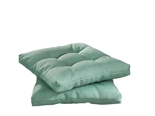 sleepling 2er Set Stuhlkissen 40x40 cm, Sitzkissen für Stuhl & Bank 40 x 40 cm, Höhe 6 cm, Möbelstoff, Indoor & Outdoor, Made in EU, waschbar bis 40 Grad, Türkis