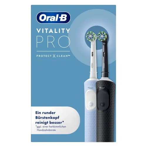 Oral-B Vitality Pro D103 Duo Black Blue - Elektrische Zahnbürste mit 2D-Technologie, entfernt bis zu 100% mehr Plaque für eine sanfte und gründliche Reinigung