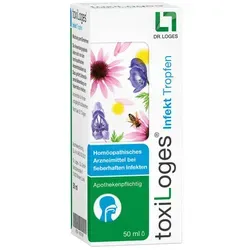 Toxiloges Infekt Tropfen 50 ML - Spezielle Mischung zur Unterstützung der Pflege bei fieberhaften Beschwerden, mit geprüfter Qualität und 45 Vol.-% Alkohol.