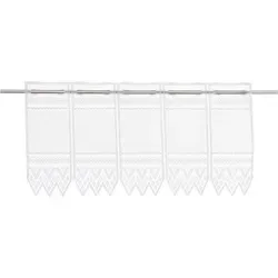 Gardinen Kranzusch Scheibengardine Jacquard grafisch (1 St), Stangendurchzug, transparent, Stablöcher,transparent,verschiedene Höhen, Breiten weiß 91.0 cm x 30 cm