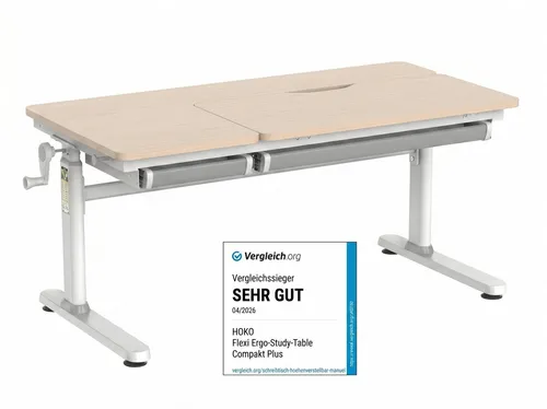HOKO Kinderschreibtisch höhenverstellbar 54-76 cm - Ergonomischer Kinderschreibtisch (120x60 cm) mit neigbarer Tischplatte für optimale Körperhaltung, ideal für Hausaufgaben und kreative Tätigkeiten. Stabil und belastbar bis 100 kg.