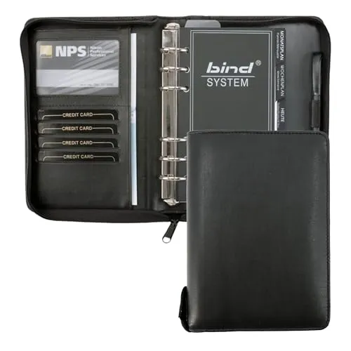 bind 10100 Manager-Planer A6 ohne Kalender - Eleganter Leder-Terminplaner in Schwarz - Zeitplansysteme, stilvoller Terminplaner aus hochwertigem Leder, perfekt für professionelle Organisation und individuelles Design.