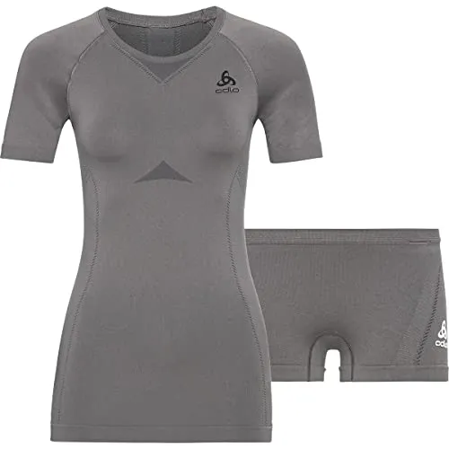 Odlo Damen Fundamentals Performance Light Set - Odlo Steel Grey & Odlo Graphite Grey, Größe S - Funktionsunterwäsche mit abgestimmtem Material für optimale Bewegungsfreiheit und hervorragendes Feuchtigkeitsmanagement. Ideal für aktive Frauen!