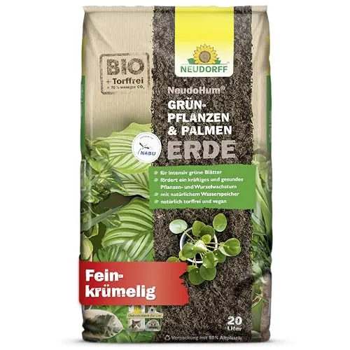 Neudorff NeudoHum Palmenerde 20l und Grünpflanzenerde - Torffreie Bio Erde für Palmen vorgedüngt - Monstera Erde ohne Torf fördert gesunde Zimmerpflanzen und grüne Blätter - 100% vegan