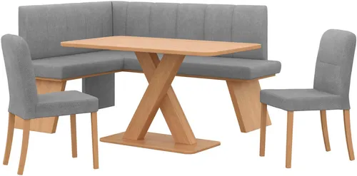 OTTO home Eckbankgruppe Nina, (Set, 4-tlg., 4er), Sitzgruppe Esszimmer Stühle Tisch und Bank bequem gepolstert