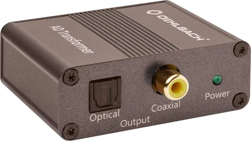 OEHLBACH AD Transformer - Hochwertiger Stereo Audio Signalwandler - Digital-Analog-Wandler mit 24 Bit und 96 kHz für verlustfreie Klangwiedergabe, ausgestattet mit präzisen Cirrus Logic Chipsätzen und vergoldeten Kontakten für optimale Signalübertragung.