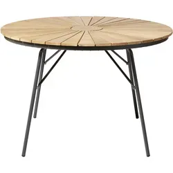 Cinas Gartentisch Ellen, Ø110 cm, Anthrazit - Gartentisch mit skandinavischem Design aus pflegeleichtem Teakholz und rostfreiem Aluminium, wetterfest und langlebig für entspannte Stunden im Freien.