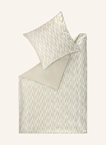 SCHÖNER WOHNEN Bettwäsche Favour-B in Beige, 155x220+80x80 - Hochwertige Satin Bettwäschegarnitur mit modernem grafischen Muster, 100% Baumwolle für besten Schlafkomfort, pflegeleicht und mit verdecktem Reißverschluss. Ideal für stilvolle Schlafzimmer.