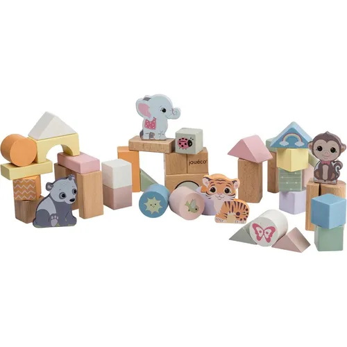 Holzbausteine Wildies Family in Tonne 50 - Bauklötze für kreative kleine Entdecker ab 12 Monaten. 50 pastellfarbene Holzbausteine mit Tierfiguren fördern die Motorik und Kreativität während des Spielens!
