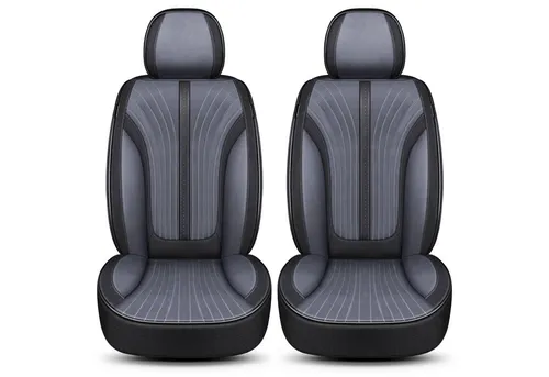 VW T-Cross Schonbezüge Schwarz/Grau V1 (ab 2019) - Hochwertige Sitzbezüge für VW T-Cross mit Airbag-kompatibler Naht. Atmungsaktiv, gepolstert und abwaschbar – ideal für Schutz und Komfort im Auto.