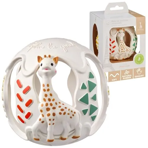 Sophie la Girafe – Sensorischer Beißball – Ab 3 Monaten – 100% Naturkautschuk | Sterne, Dreiecke, Stäbe in Relief | BPA-frei | Leicht zu Greifen | Zahnfleischlinderung | Geschenk Baby