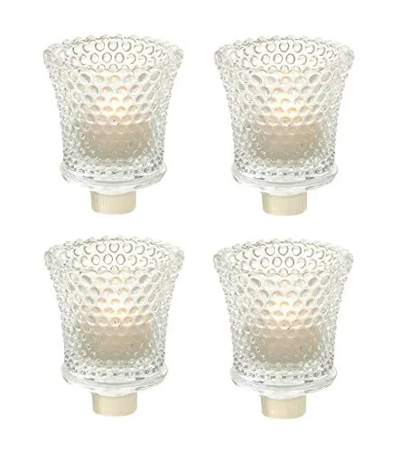 Spetebo Glas Teelichthalter für Kerzenständer - 4er Set - Teelichthalter aus schwerem, dickem Glas im eleganten Perlendekor, ideal für stimmungsvolle Beleuchtung bei Partys oder besonderen Anlässen.