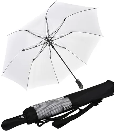 iX-brella XXL 124cm Fiberglas Golf-Taschenschirm mit Automatik - white - Taschenschirm mit 124 cm Durchmesser, ideal für Golf und Trekking. Leichte Öffnung per Automatik und praktischer Umhängetasche für einfachen Transport.
