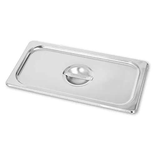 vertes GN Deckel 1/3 Gastro Norm Gastronorm (Edelstahl, Hygienisch, Rostfrei, Kratzfest, Temperaturbeständig von -40° bis +300°C, mit Griff, für Bain Marie und Vielseitigen Einsatz in Gastronomie)