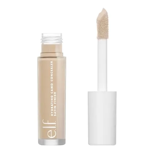 e.l.f. Hydrating Camo Concealer, Faltenfreie und Vollständige Abdeckung, Satiniertes Finish, Deckt ab, Korrigiert und Betont, Medium Peach, 0,203 Fl Oz (6mL)