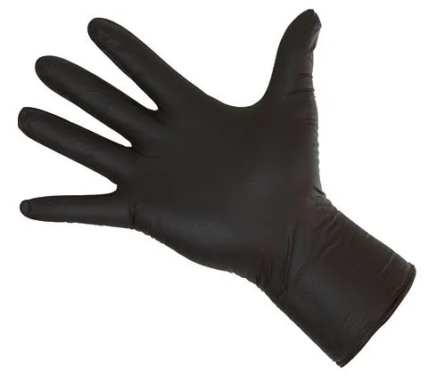 Kerbl 15320 Nitrile Lang Schwarz Einmalhandschuhe, 30cm Länge, S, 50 Stück
