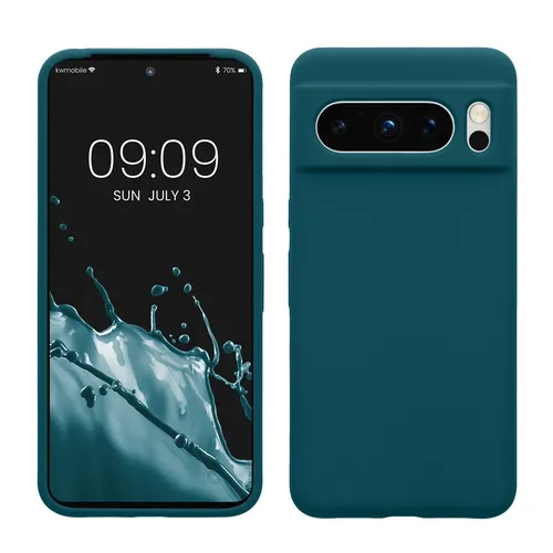 kwmobile Handyhülle für Google Pixel 8 Pro Hülle, für Pixel 8 Pro Case - Hülle Silikon - kabelloses Laden - Petrol matt