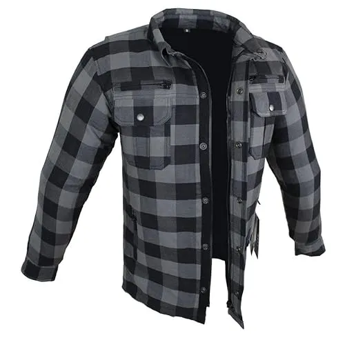 Biker Hemdjacke - Wasserdicht & Winddicht mit Protektoren - Stylische und bequeme Hemdjacke für Biker, ausgestattet mit herausnehmbaren Protektoren und wasserdichten Reißverschlüssen. Ideal für jede Jahreszeit und viele Taschen für praktische Nutzung.