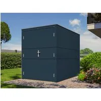 Bertilo Gartenhaus HPL Bike Port 155 cm x 229 cm Anthrazit - Hochwertiges Holz-Gartenhaus in modernem Design, ideal für die Aufbewahrung von Fahrrädern und Gartengeräten. Pflegeleicht mit langlebigen HPL-Platten und einfacher Selbstmontage.