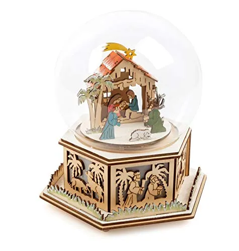 small foot Leuchtglocke Krippe mit Spieluhr - Nussknacker Weihnachtsdekoration mit Licht und Musik, dreht sich beim Abspielen einer Weihnachtsmelodie – ein festlicher Hingucker für jedes Zuhause!
