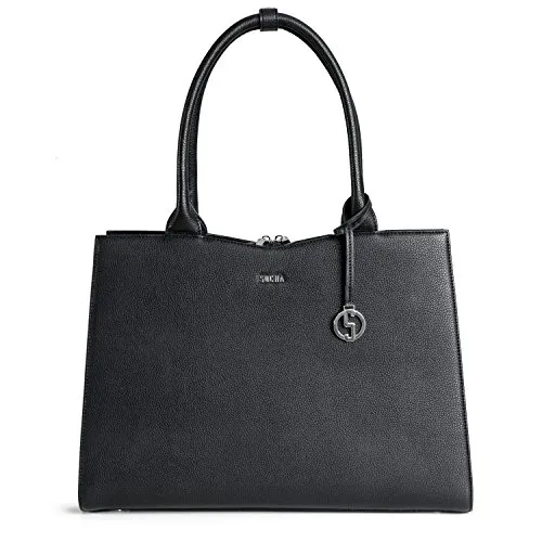 SOCHA Damen Laptoptasche Straight Line Black 15.6" - Elegante Laptoptasche aus Kunstleder für Laptops bis 15,6 Zoll. Praktische Innentasche und stilvolles Design in Schwarz, ideal für den täglichen Einsatz.