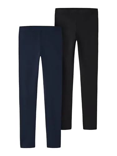 NAME IT Jungen NKFVIVIAN 2P Legging L NOOS 13205781, Dark Sapphire/Packed with BLAC - Sportleggings für Jungen mit elastischem Bund und angenähtem Kordelzug für perfekten Sitz und Komfort beim Sport.