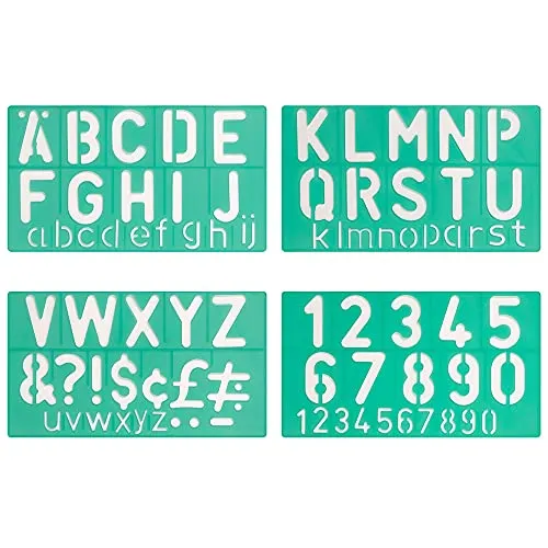 LINEX Buchstabenschablonen-Set grün – Präzise Gestaltung leicht gemacht - Buchstabenschablonen-Set in grün für kreative Projekte. Ideal für präzise Markierungen und individuelle Designs in Kunst und Handwerk.