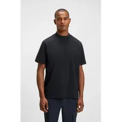BOSS GREEN T-Shirt Tee Collar Zone mit Logo - Herren-Shirt in Dark Blue, aus elastischem Single Jersey für optimalen Tragekomfort. Ideal für einen lässigen Look mit markantem Logo am Ausschnitt.