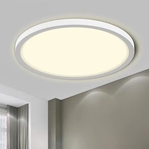 LQWELL® Deckenleuchte LED Deckenlampe, 1,6CM Ultradünn Rund Flach IP44 Wasserfest Badlampe 18W 4000K 1700LM Modern für Wohnzimmer Badezimmer Schlafzimmer Küche Balkon Keller Büro, 220 * 16mm