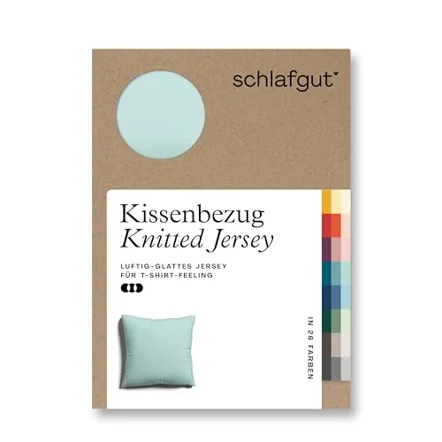 schlafgut Knitted Bio Kissenbezug 27001, 80 x 80 cm Petrol - Kissenbezug aus hochwertiger Bio-Baumwolle mit Elasthan, luftige und glatte Oberfläche, ideal für alle Jahreszeiten, sieht immer frisch aus, ohne Bügeln.