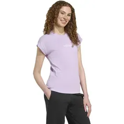adidas Damen Essentials LINEAR Cotton T-Shirt, Powder Plum/White, XS - Schmal geschnittenes T-Shirt aus 100 % Baumwolle, ideal für den täglichen Komfort und stilvolle Outfits.